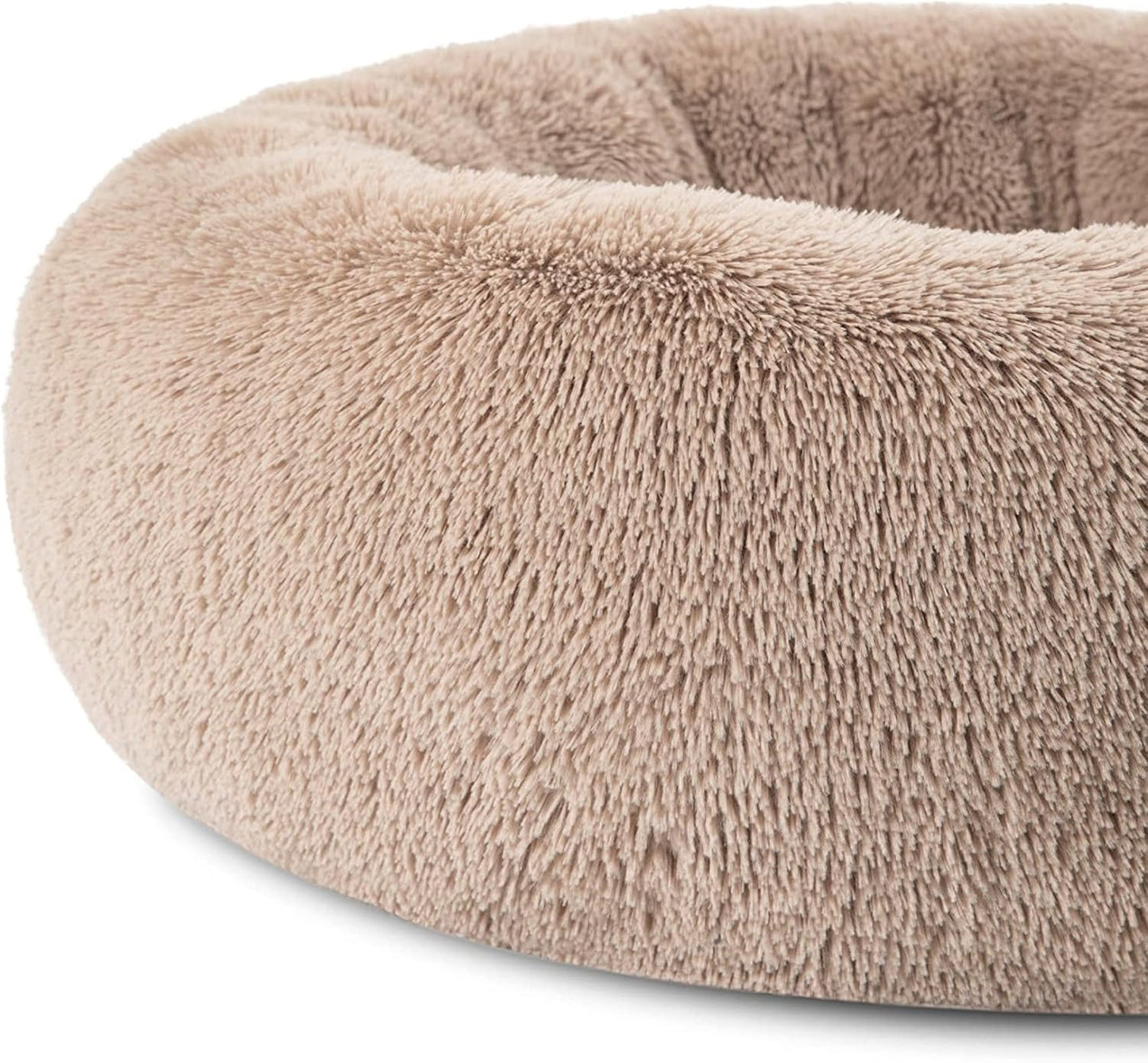 Bedsure Dog Bed Donut Bed - Washable Cat Beds for Indoor Cats Large, Fluffy Calming Kitten Bed for Small Dog and Puppy, Grey, 50x50x16cm - Comfort Style