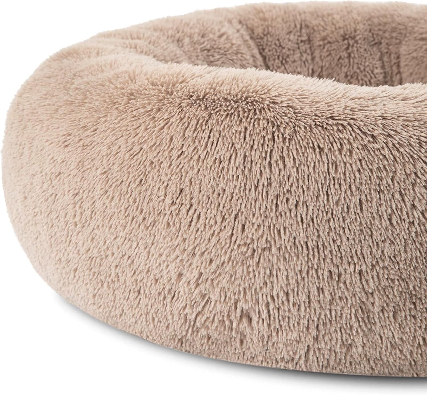 Bedsure Dog Bed Donut Bed - Washable Cat Beds for Indoor Cats Large, Fluffy Calming Kitten Bed for Small Dog and Puppy, Grey, 50x50x16cm - Comfort Style
