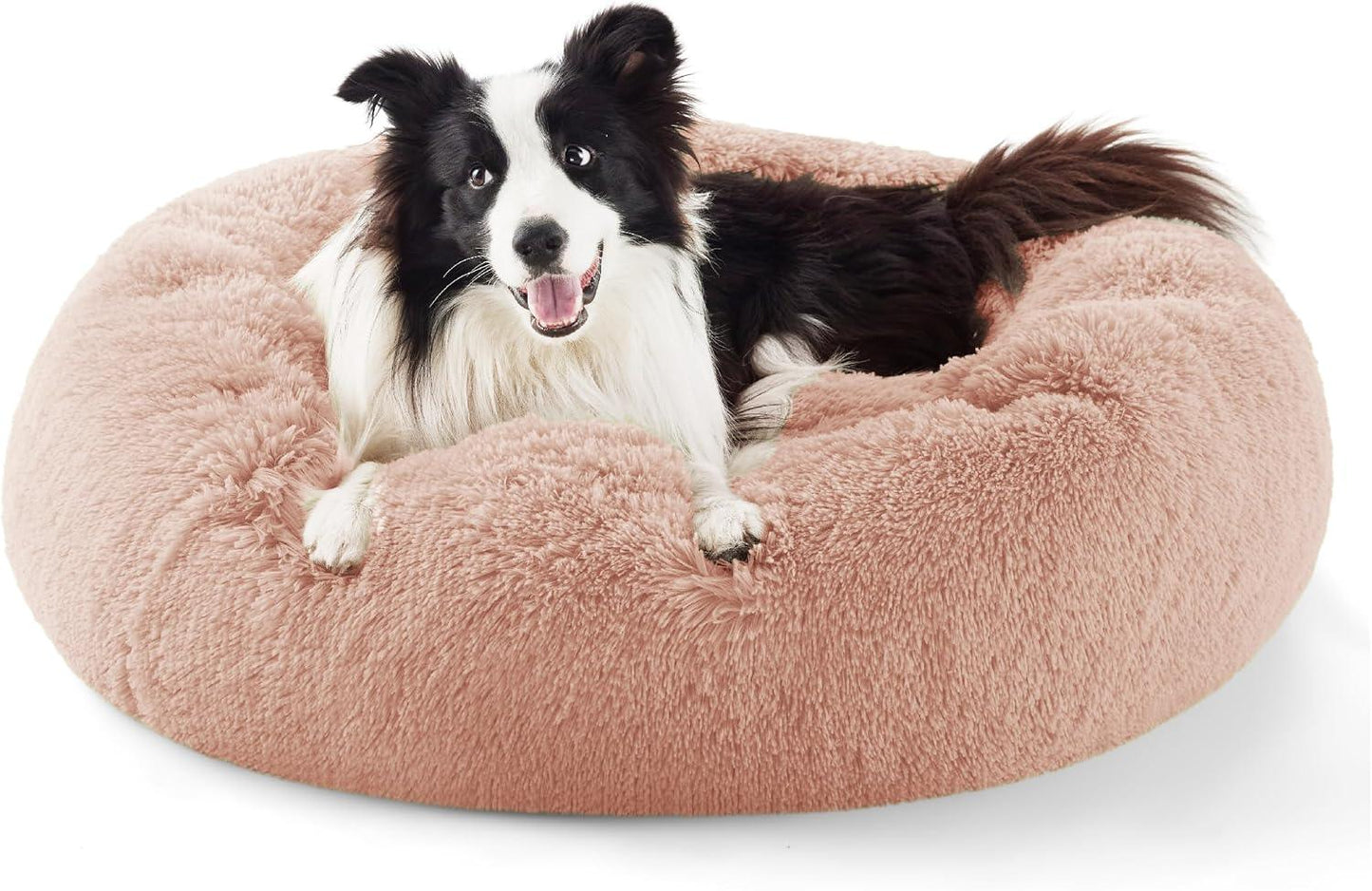 Bedsure Dog Bed Donut Bed - Washable Cat Beds for Indoor Cats Large, Fluffy Calming Kitten Bed for Small Dog and Puppy, Grey, 50x50x16cm - Comfort Style