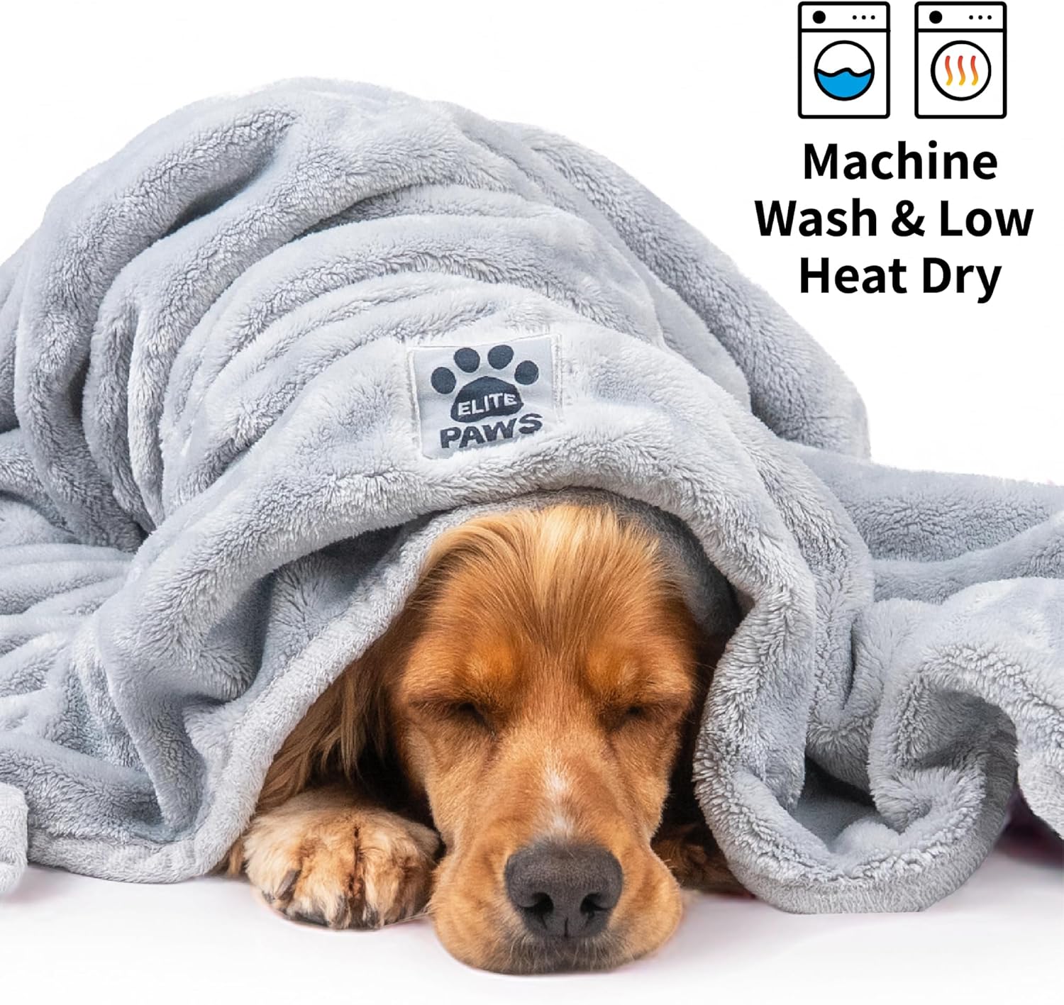 Elite Paws® UK: Luxury Dog Blanket - Plush, XL 130x100cm, Super Soft/Thick Fleece, Protects Sofas & Beds, Stylish, Durable & Washable, From Puppy to Adult Pet, For Home & Travel - 1 Pack (Grey)