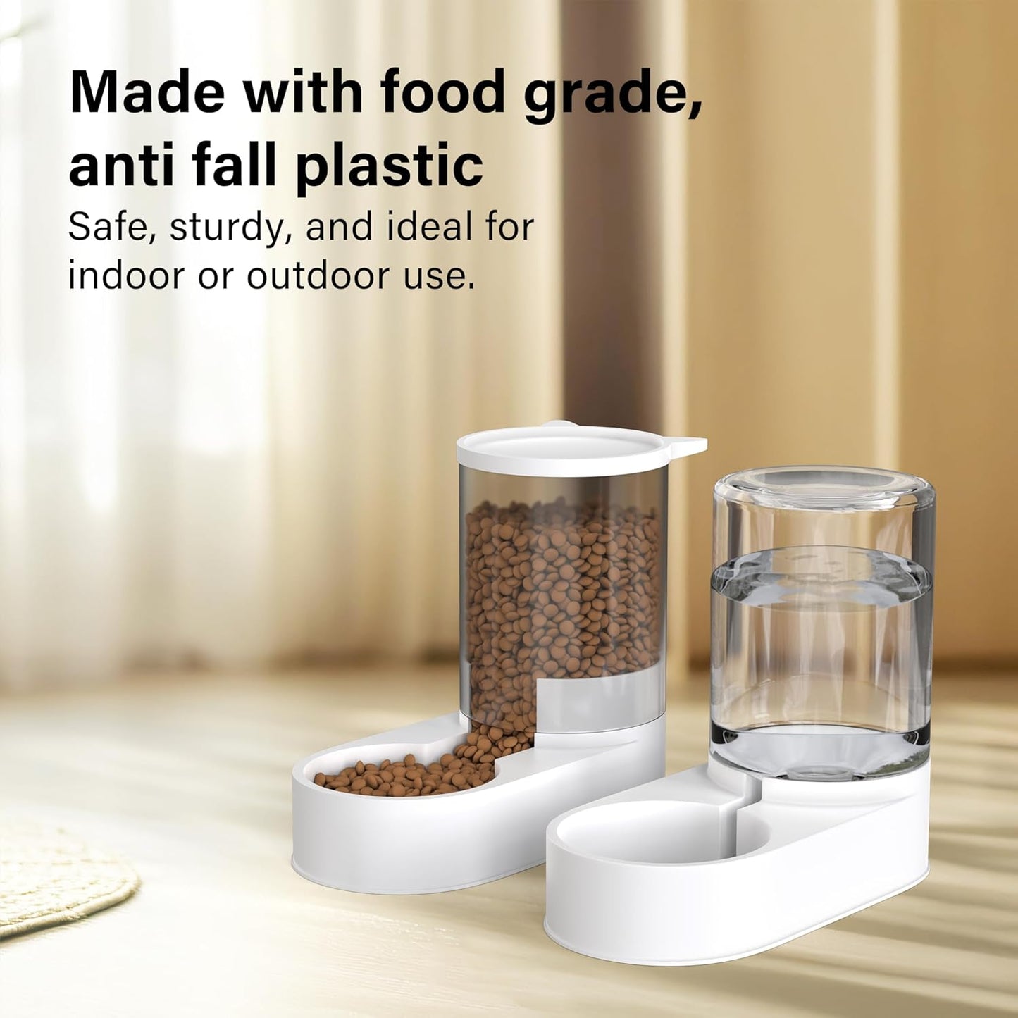 Automatic Food Feeder and Waterer Set 3.2L, 2 Packs Automatic Feeder and Waterer Set,Plastic Dog Food Dispenser and Dog Water Dispenser for Small&Medium Dogs Cats 30x15.5x25cm - Comfort Style
