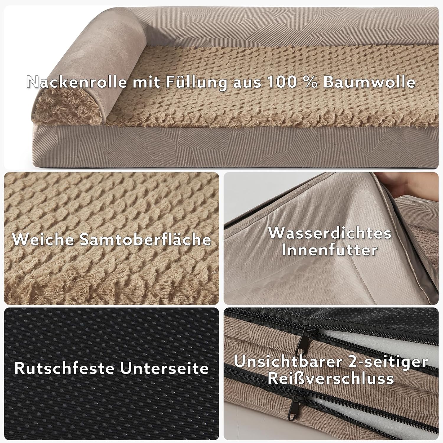 FURTIME Large Dog Bed(89 x 64cm), Orthopedic Memory Foam Dog Beds Sofa with Removable Flannel Cover, Washable Pet Bed, Good for Doberman Pinscher, Sheltie, Border Collie, Australian Herding Dog - Comfort Style