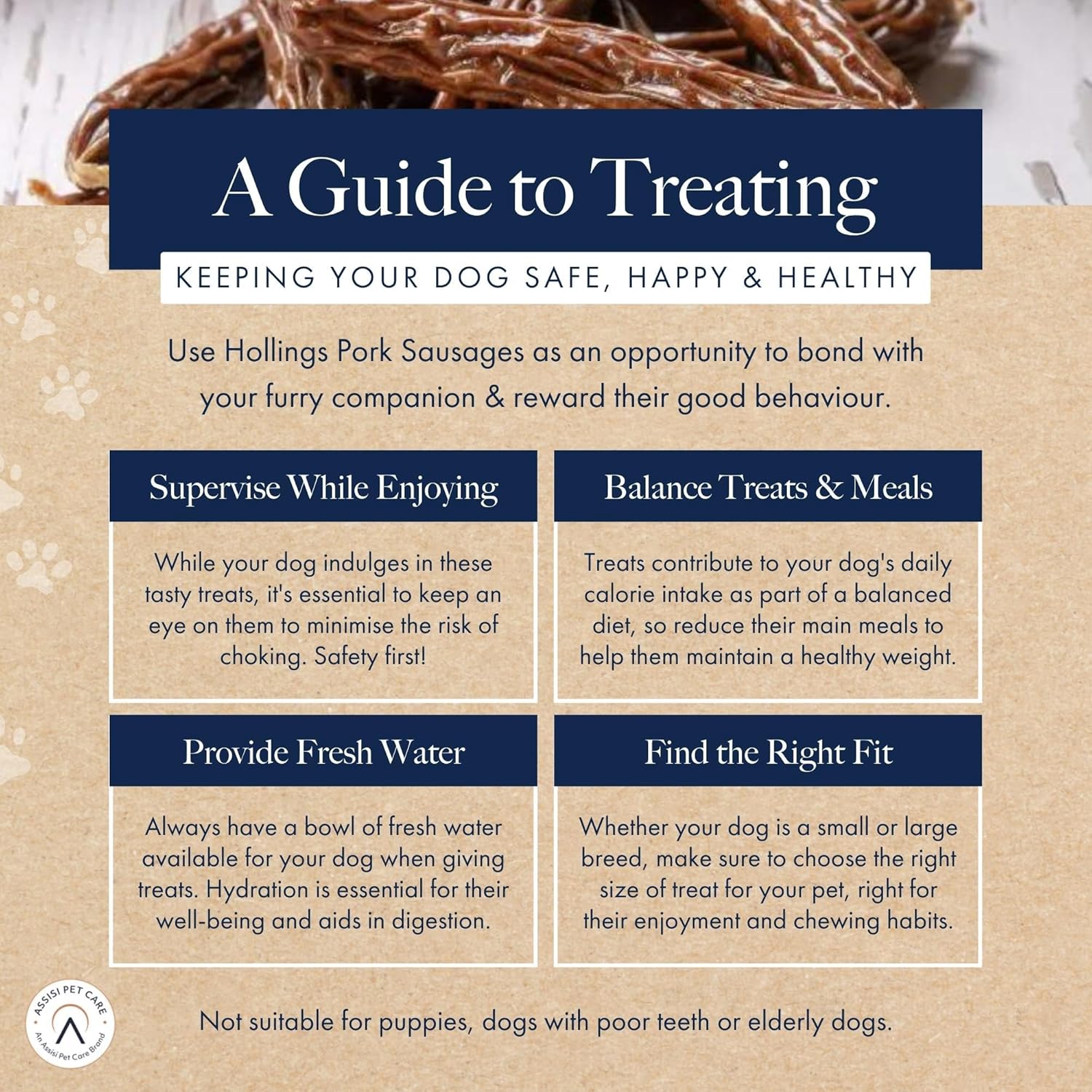 Hollings Pork Sausages Dog Treats, Delicious, Nutritious Air Dried Chews for Adult Dogs, 100% Gluten Free & Made with 100% Natural Ingredients (1kg)