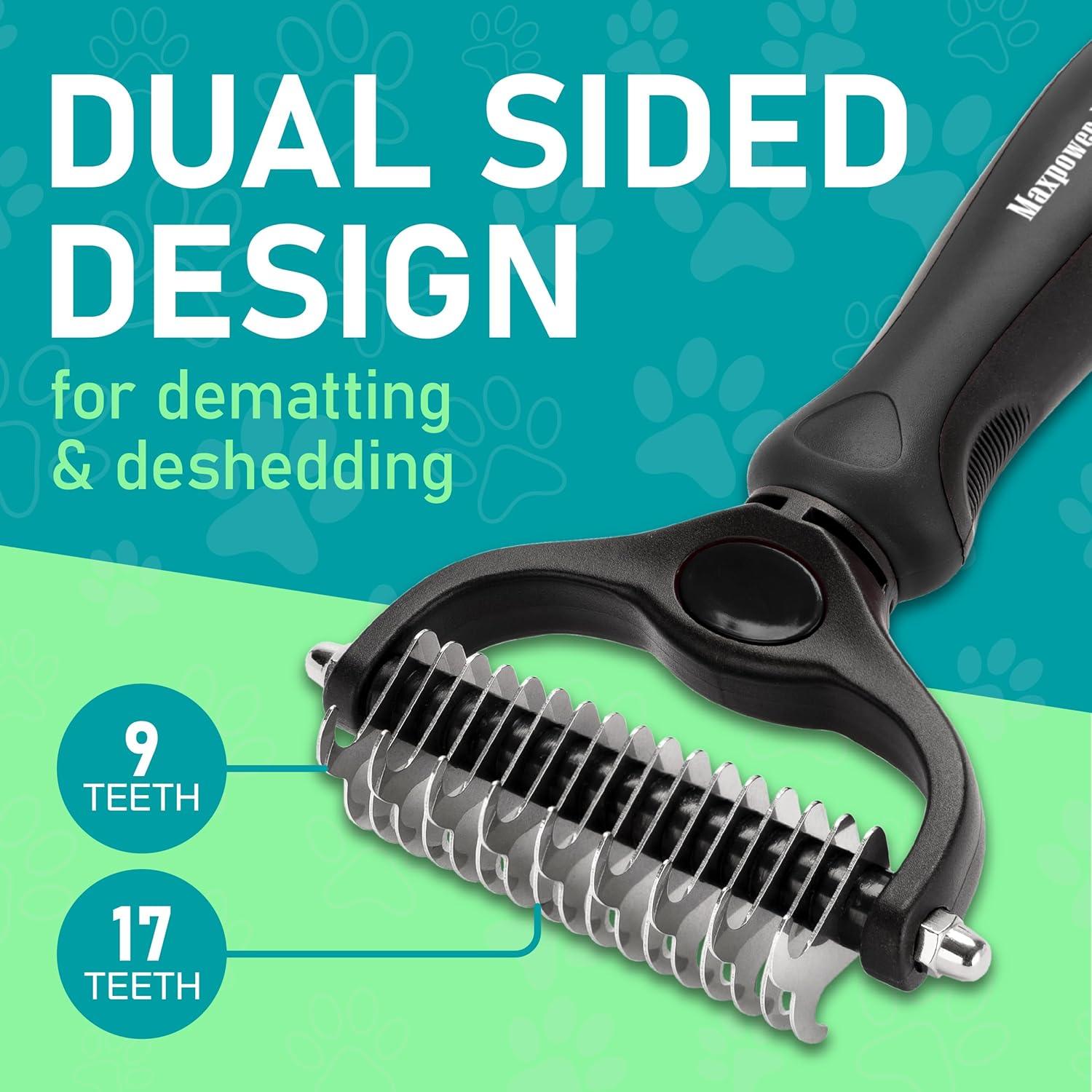 Maxpower Planet Dog Brush - Reduce Shedding by 95% - Double Sided Deshedding Dematting Tool - Undercoat Rake Dog, Cat Brush - Dog Brushes Shedding Hair - Dog Grooming Brush - Cat Grooming Brush, Blue - Comfort Style