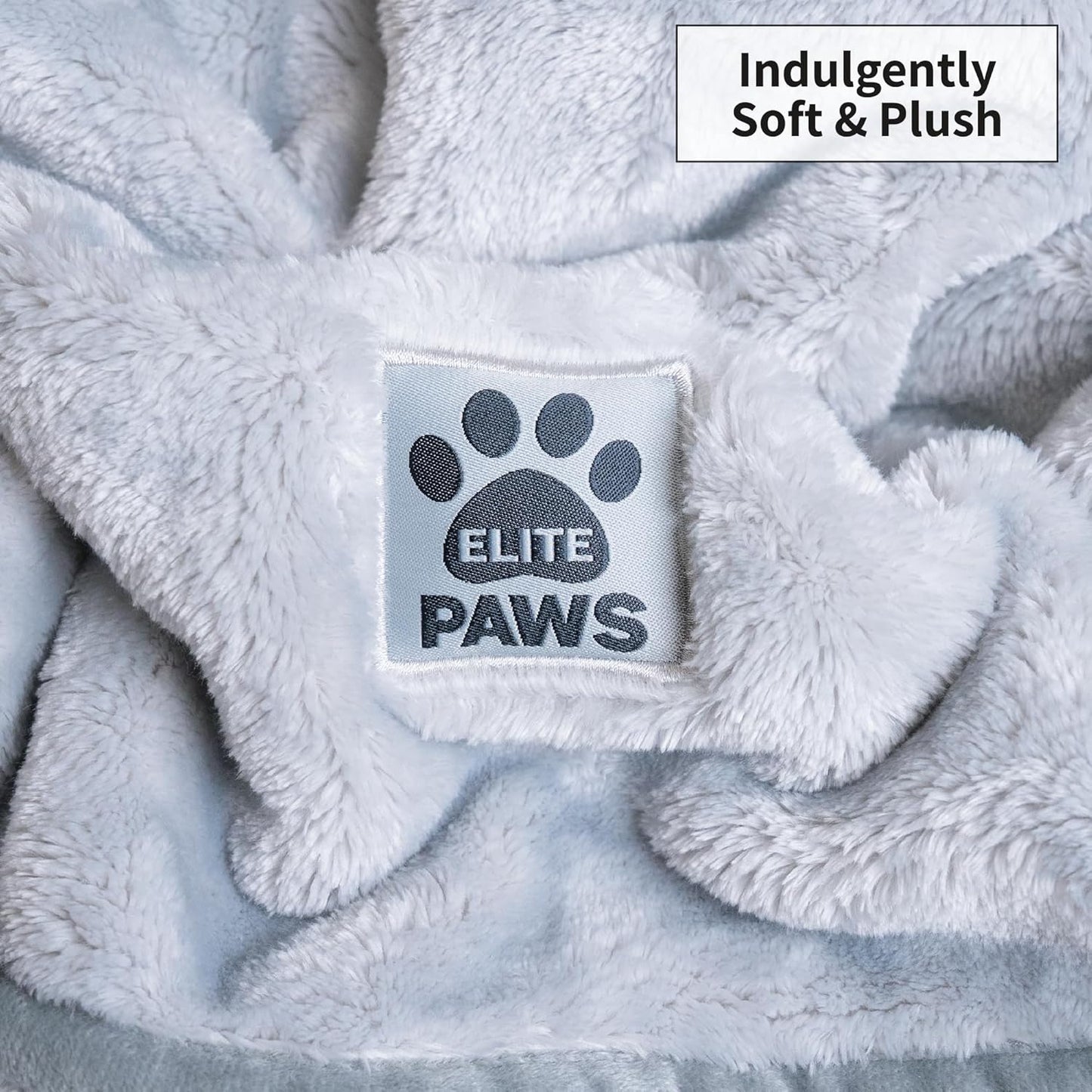 Elite Paws® UK: Luxury Dog Blanket - Plush, XL 130x100cm, Super Soft/Thick Fleece, Protects Sofas & Beds, Stylish, Durable & Washable, From Puppy to Adult Pet, For Home & Travel - 1 Pack (Grey)