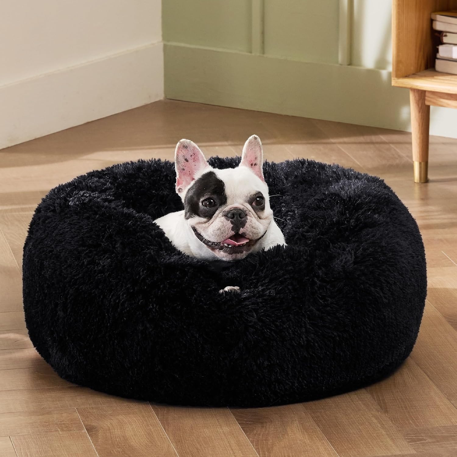 Bedsure Dog Bed Donut Bed - Washable Cat Beds for Indoor Cats Large, Fluffy Calming Kitten Bed for Small Dog and Puppy, Grey, 50x50x16cm - Comfort Style