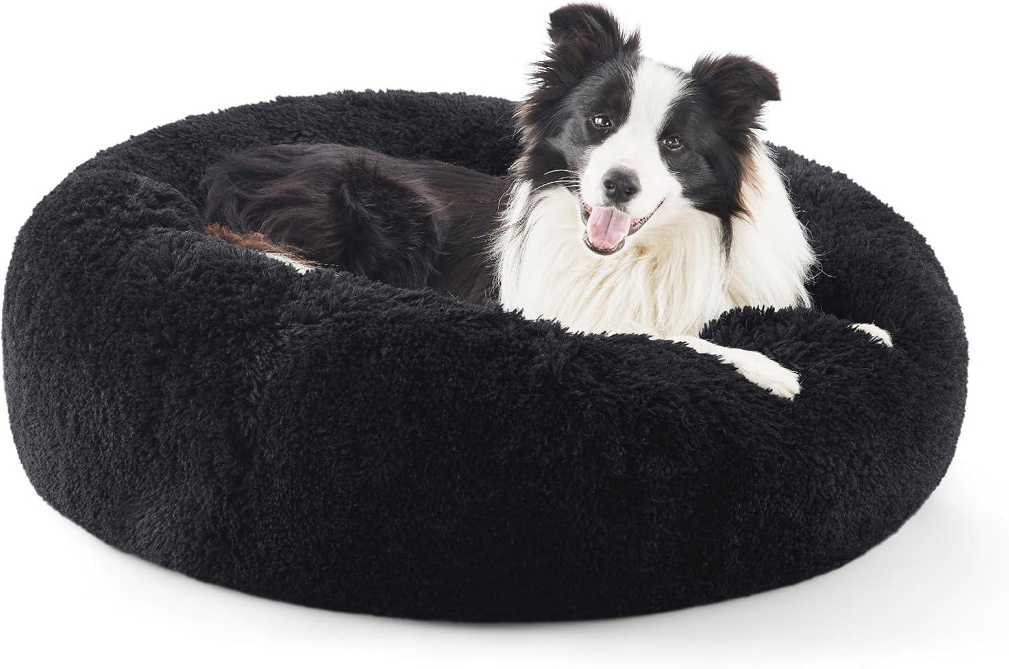 Bedsure Dog Bed Donut Bed - Washable Cat Beds for Indoor Cats Large, Fluffy Calming Kitten Bed for Small Dog and Puppy, Grey, 50x50x16cm - Comfort Style