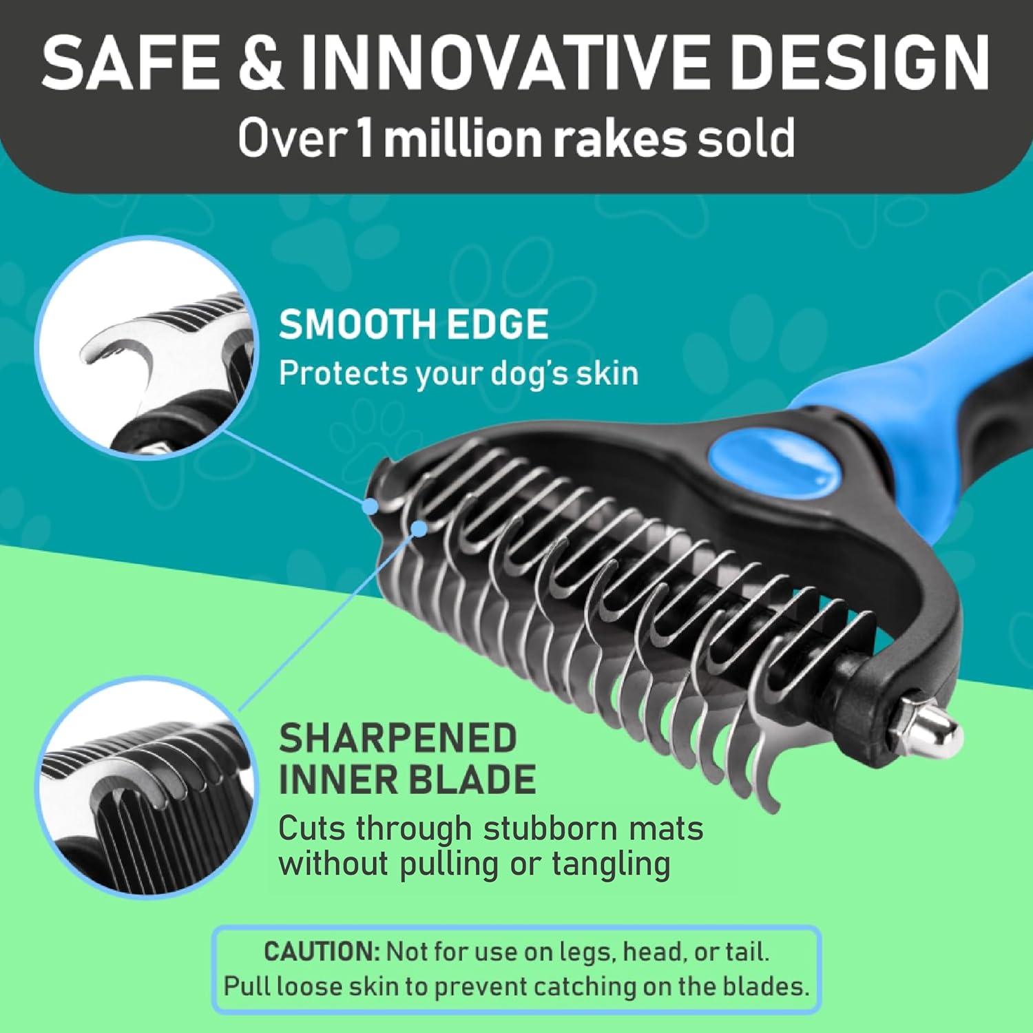 Maxpower Planet Dog Brush - Reduce Shedding by 95% - Double Sided Deshedding Dematting Tool - Undercoat Rake Dog, Cat Brush - Dog Brushes Shedding Hair - Dog Grooming Brush - Cat Grooming Brush, Blue - Comfort Style