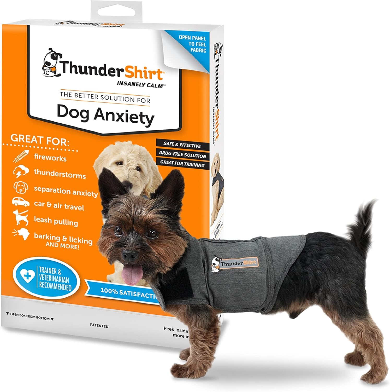 ThunderShirt for Dogs | Calming Jacket for Dogs | Puppy Coats for Small Dogs XS | Dog Anxiety Jacket | Instant Natural Relief for Storms, Fireworks & Separation | Grey Dog Coat | 5 Sizes, Grey, XS