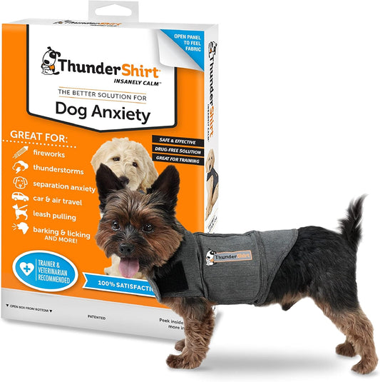 ThunderShirt for Dogs | Calming Jacket for Dogs | Puppy Coats for Small Dogs XS | Dog Anxiety Jacket | Instant Natural Relief for Storms, Fireworks & Separation | Grey Dog Coat | 5 Sizes, Grey, XS
