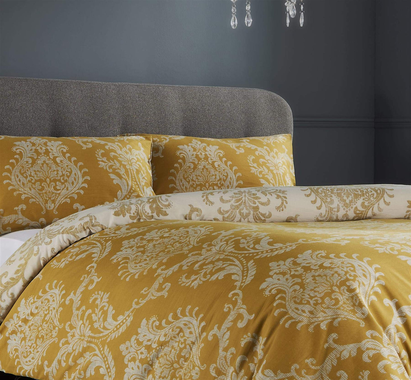 Olivia Rocco Royal Damask Duvet Cover Set Easy Care Quilt Covers With Pillowcases Cotton Rich Reversible Bedding Bed Linen Sets - Comfort Style
