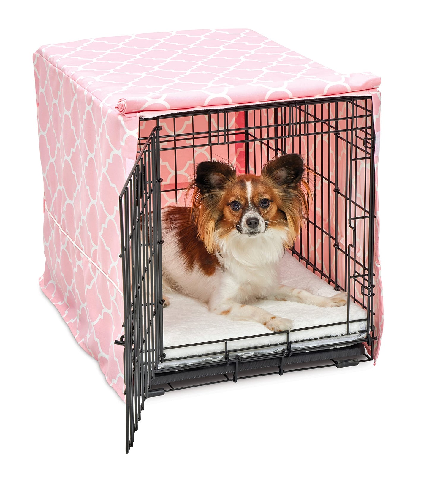 New World Large Dog Crate Cover Featuring Teflon Fabric Protector, Poly-Cotton Privacy Kennel Cover Fits Most 106 cm Crates, Gray Designer Print, Machine Washable, Reduces Barking, BCVR-42GYT