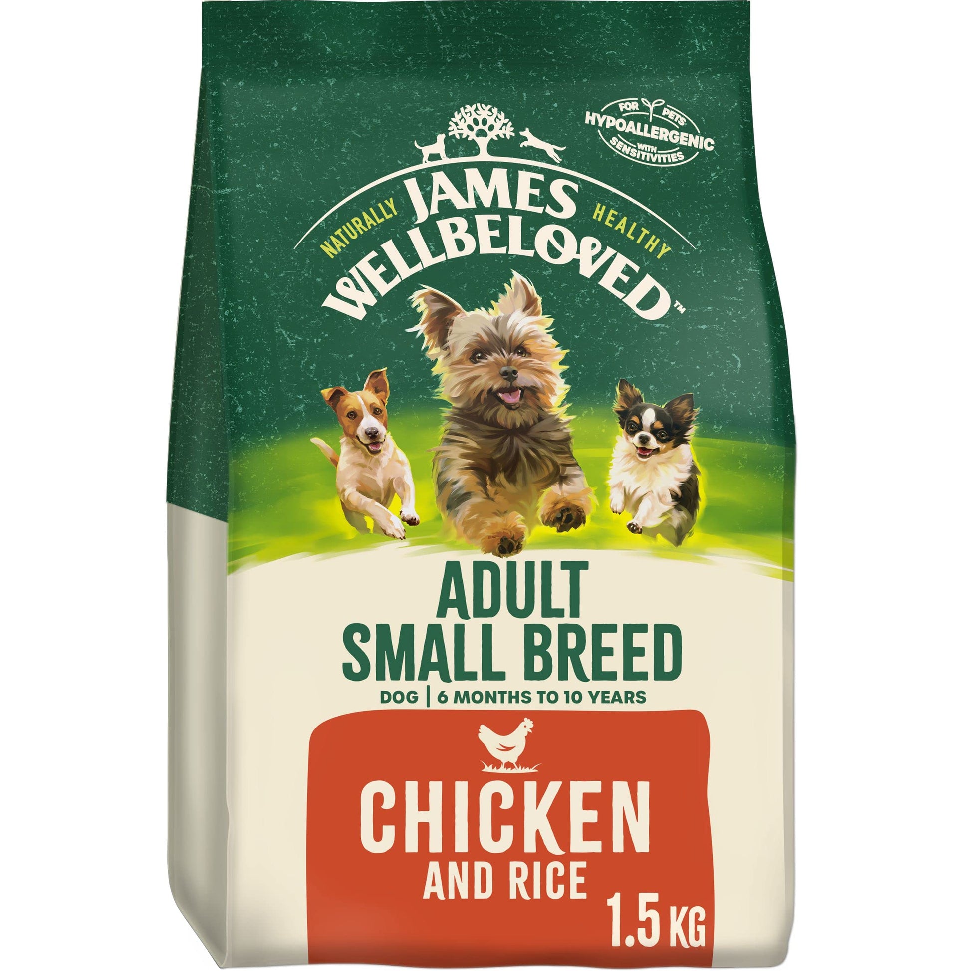 James Wellbeloved Hypoallergenic Dry Dog Food for Adult Small Breed Chicken & Rice 1.5 kg