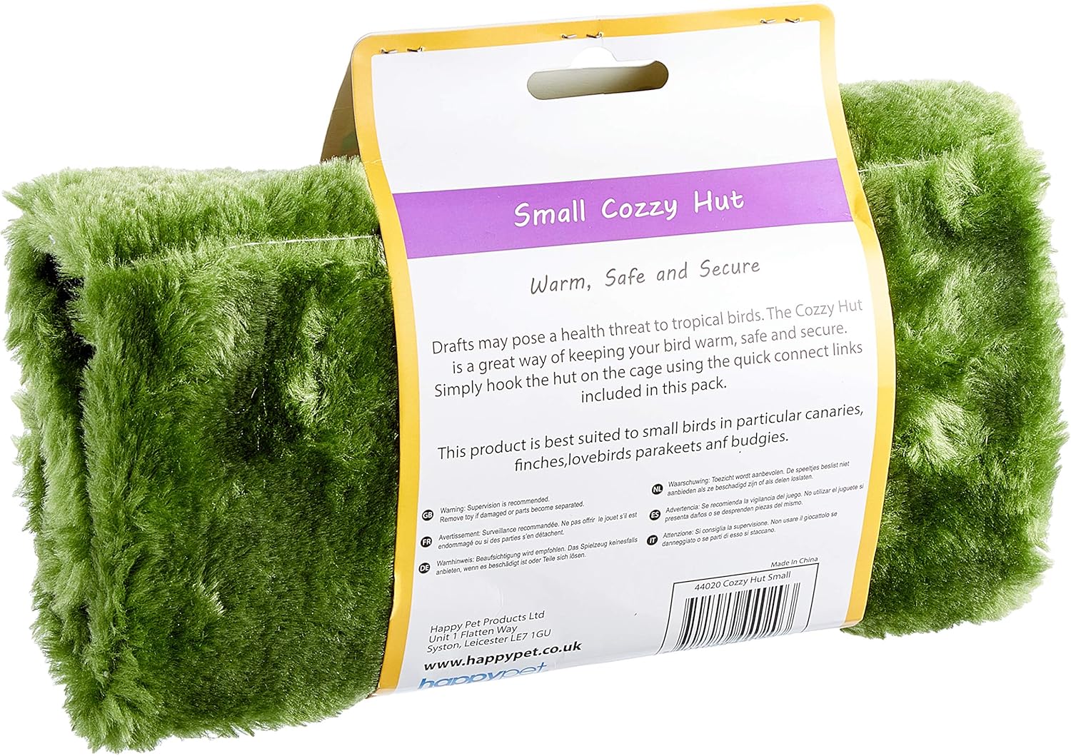The Bird House Cozzzy Hut/House For Birds, yellow/ green,Small - Comfort Style