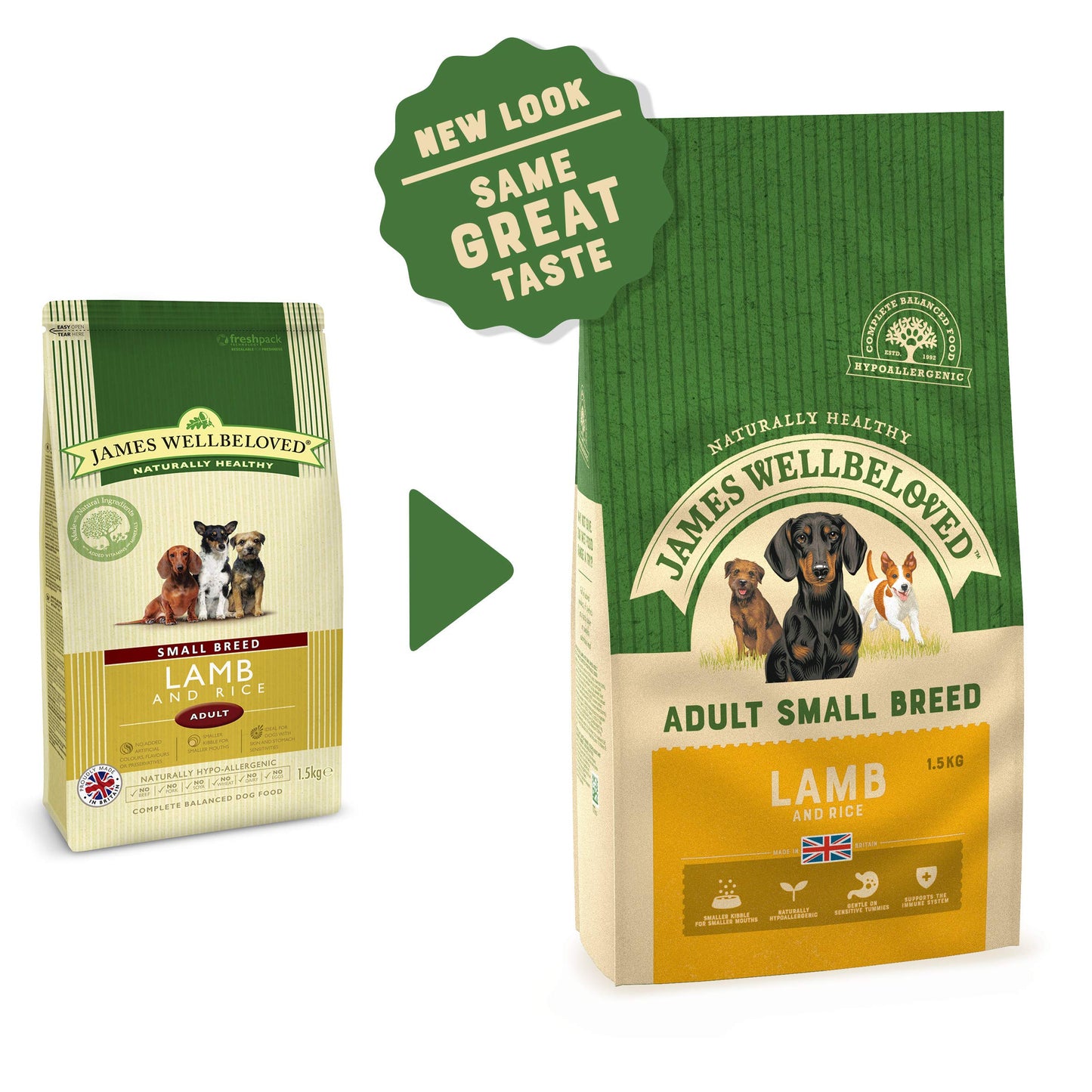 James Wellbeloved Hypoallergenic Dry Dog Food for Adult Small Breed Chicken & Rice 1.5 kg