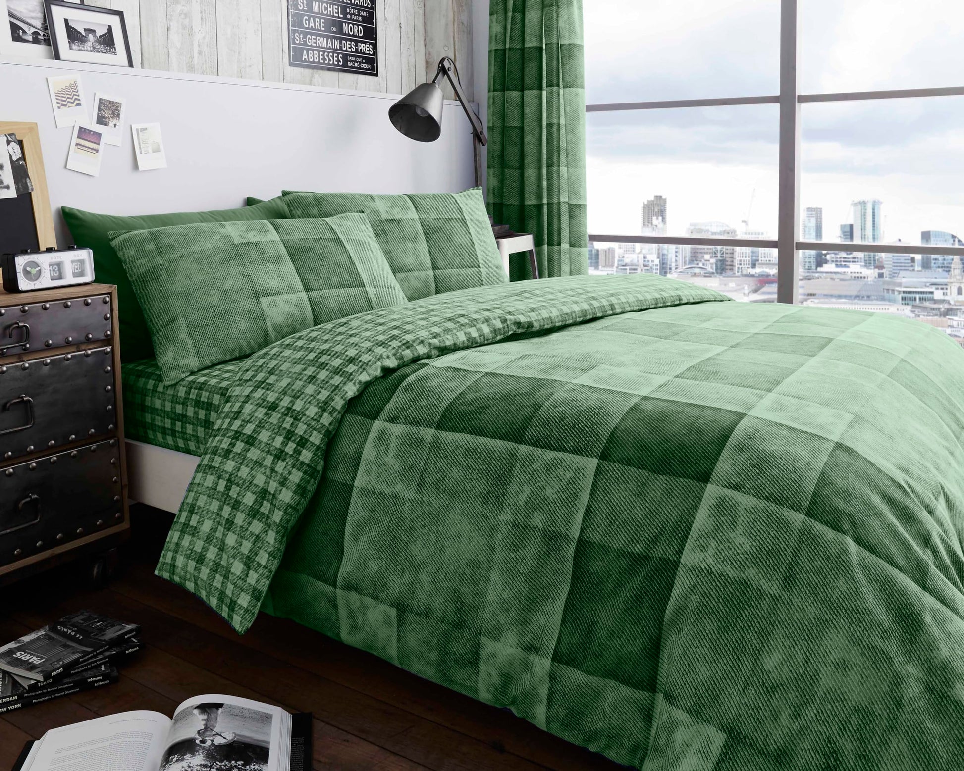 Gaveno Cavailia Luxury DENIM CHECK Bed Set with Duvet Cover and Pillow Cases, Polyester-Cotton - Comfort Style