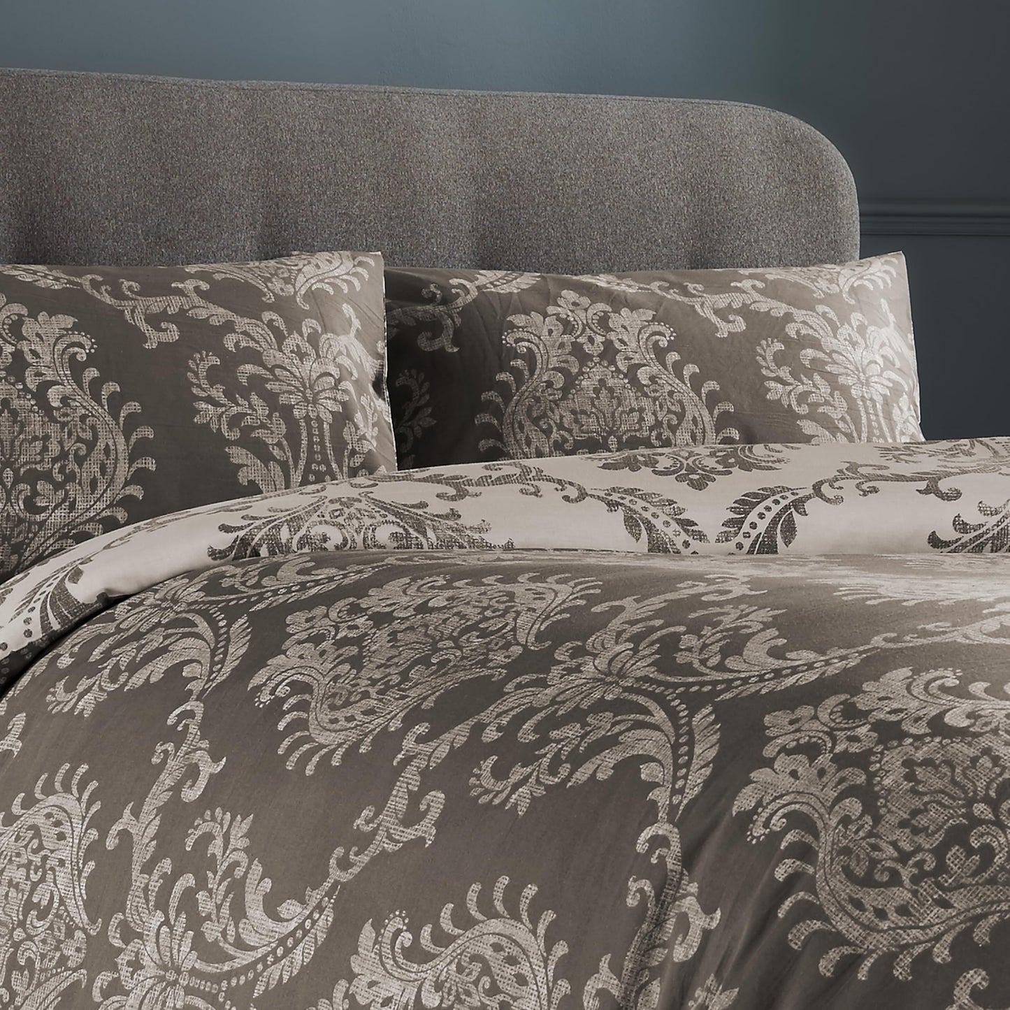 Olivia Rocco Royal Damask Duvet Cover Set Easy Care Quilt Covers With Pillowcases Cotton Rich Reversible Bedding Bed Linen Sets - Comfort Style
