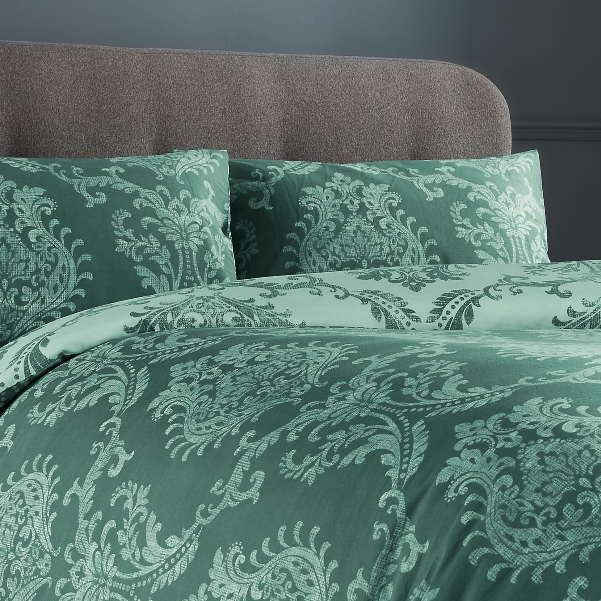 Olivia Rocco Royal Damask Duvet Cover Set Easy Care Quilt Covers With Pillowcases Cotton Rich Reversible Bedding Bed Linen Sets - Comfort Style