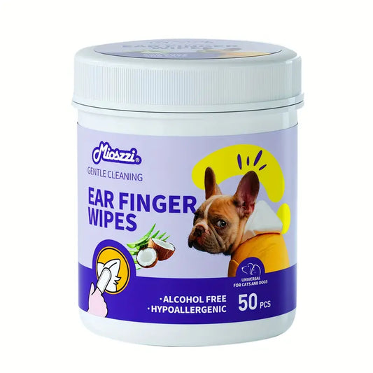 Mioszzi 50pcs 1pc & 200pcs 4pcs Pet Ear Wipes Cat And Dog Ear Cleaning Finger Covers Gentle Tear Stain Remover Wet Wipes Super Soft for Earwax Removal