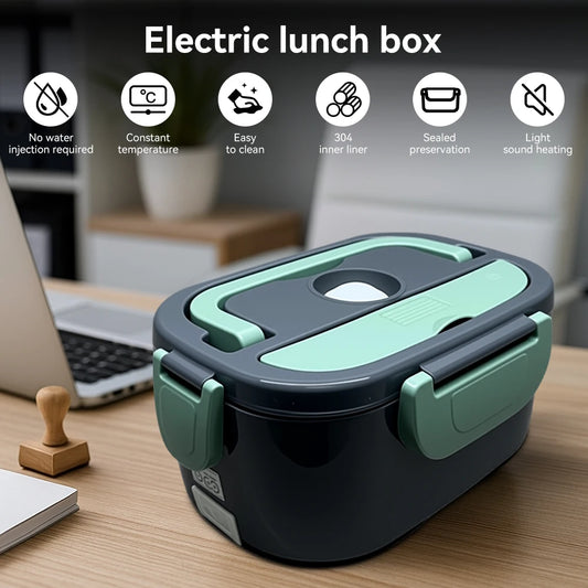 Portable Electric Lunch Box Stainless Steel Heated Food Container for Car/Office/Home Dining Box Microwave Oven