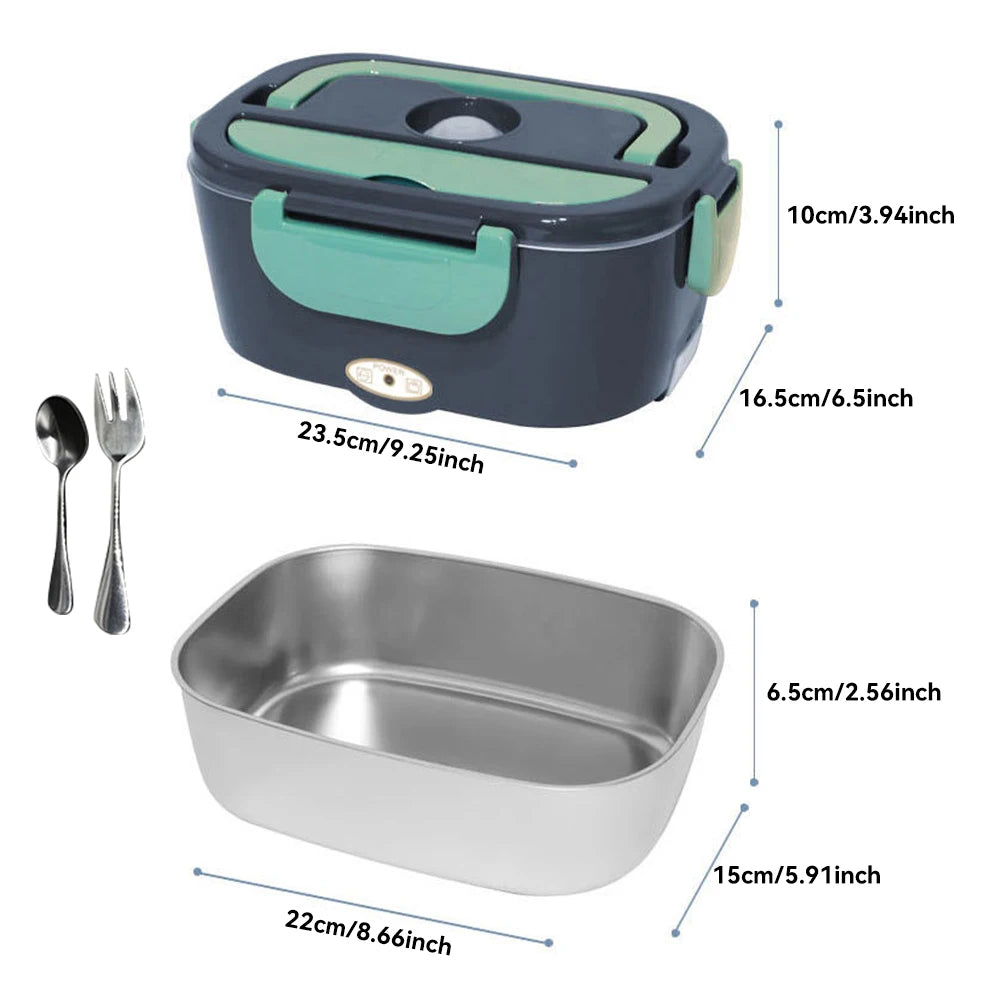 Portable Electric Lunch Box Stainless Steel Heated Food Container for Car/Office/Home Dining Box Microwave Oven