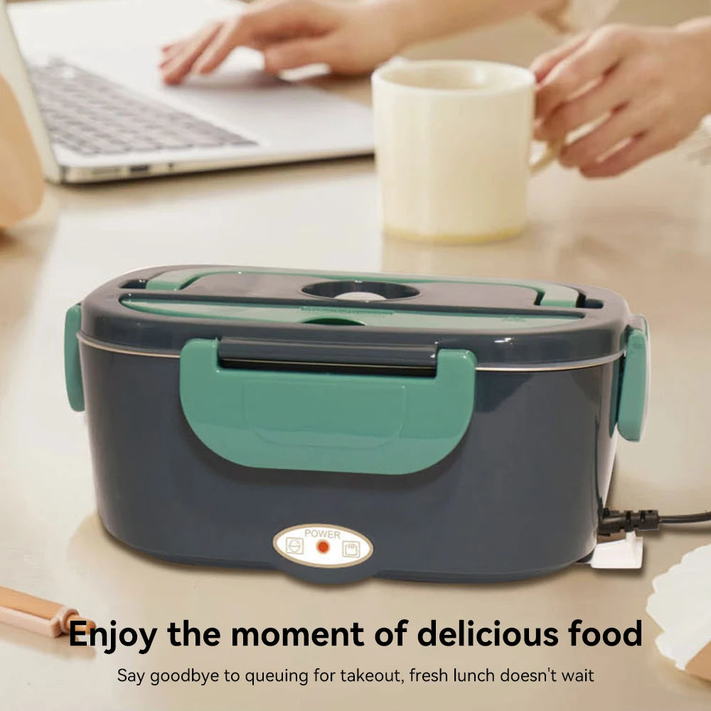 Portable Electric Lunch Box Stainless Steel Heated Food Container for Car/Office/Home Dining Box Microwave Oven