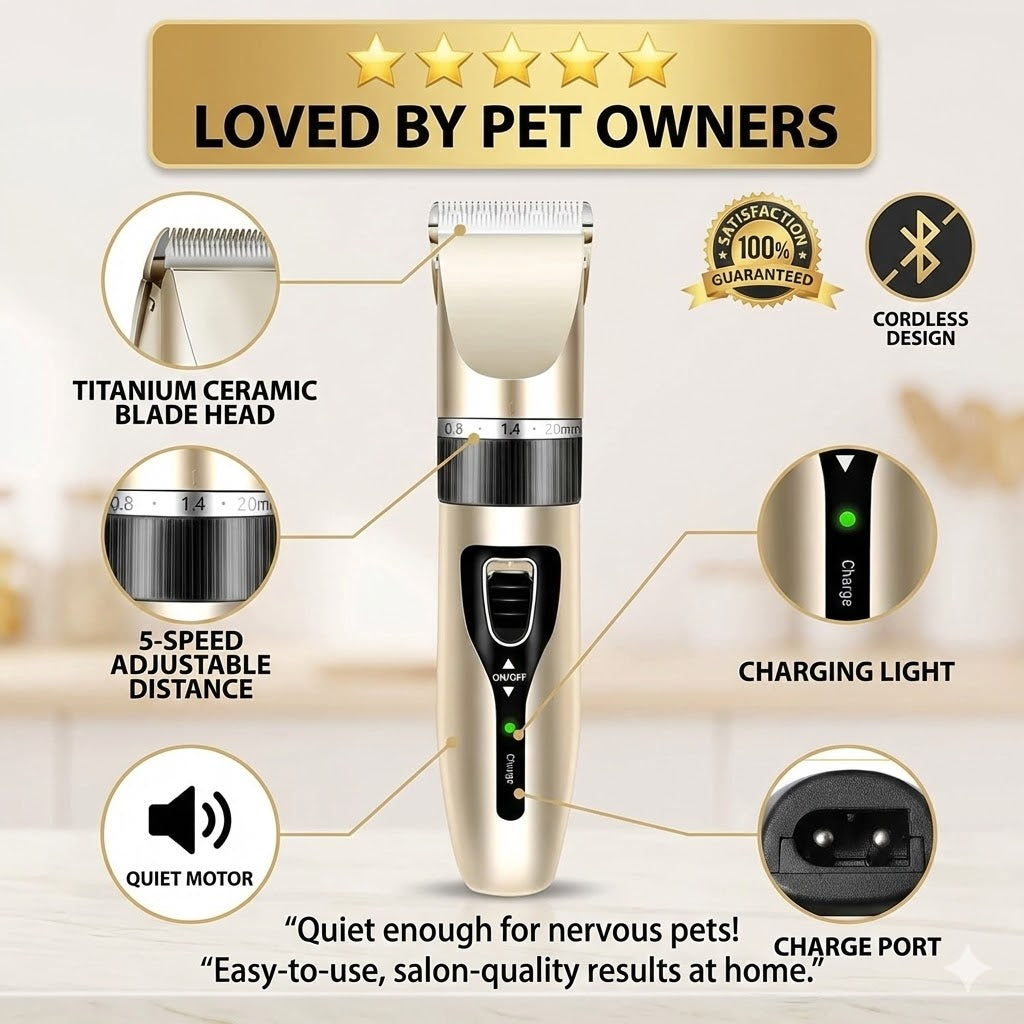 12 Kit Electric Pet Hair Trimmer Cat Dog Grooming Clippers Quiet Shaver