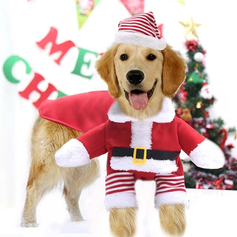 Christmas Dress Santa Claus Dogs Cats Pet Jacket Coat Costume Outfit Clothes