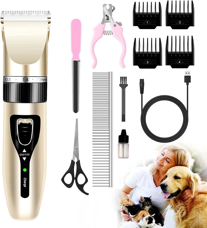 12 Kit Electric Pet Hair Trimmer Cat Dog Grooming Clippers Quiet Shaver