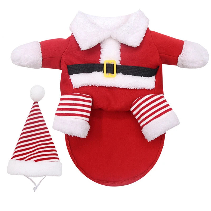 Christmas Dress Santa Claus Dogs Cats Pet Jacket Coat Costume Outfit Clothes