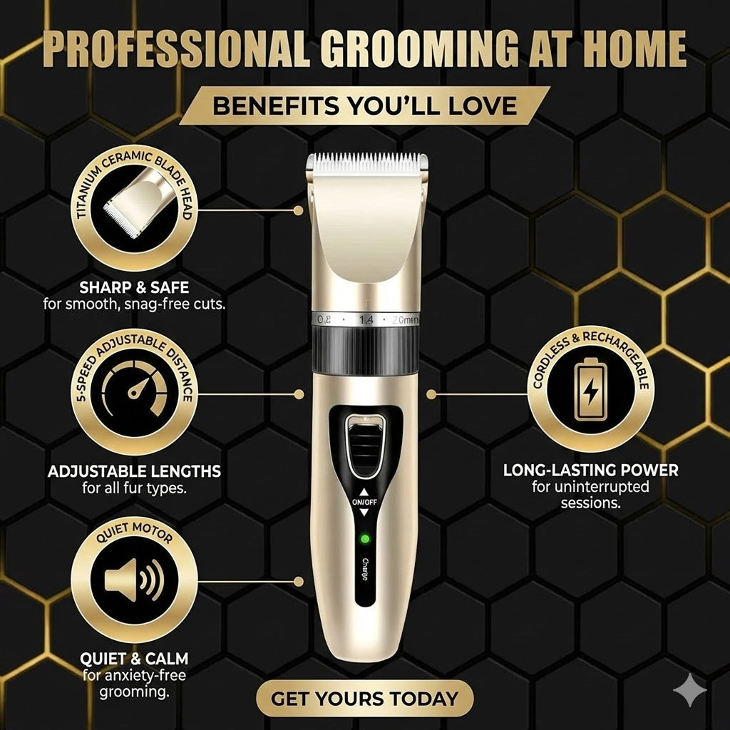 12 Kit Electric Pet Hair Trimmer Cat Dog Grooming Clippers Quiet Shaver