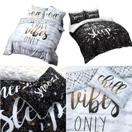 Luxury Chill Slogan Duvet Cover & Pillow Case Set Warm Reversible Quilt Covers