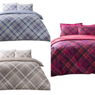 Luxury Diagonal Gingham Duvet Covers and Pillow Case Set Warm Reversible Quilt Covers