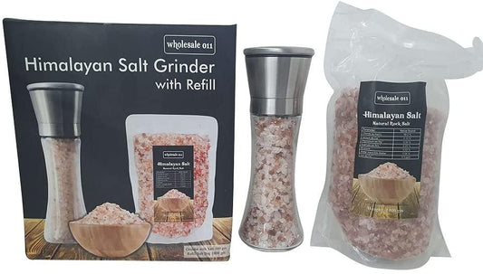 Himalayan Salt Grinder 200gm With 1Kg Refill Bag Of Crystal Rock Pink Salt - Comfort Style