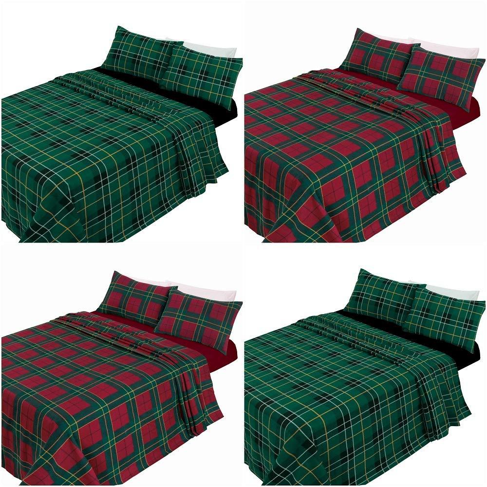 Comfort-Style Luxury Thermal Tartan Check Flannelette Sheets Set