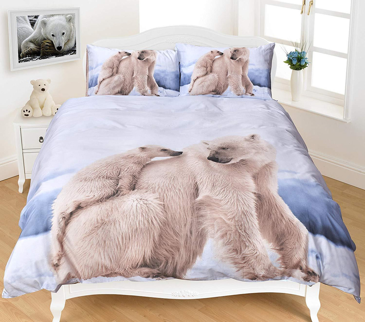 3D Wild Animals Duvet Cover Sets (Horses, Leopard, PolarBear, Tiger & Wolf) PolyCotton - Comfort Style