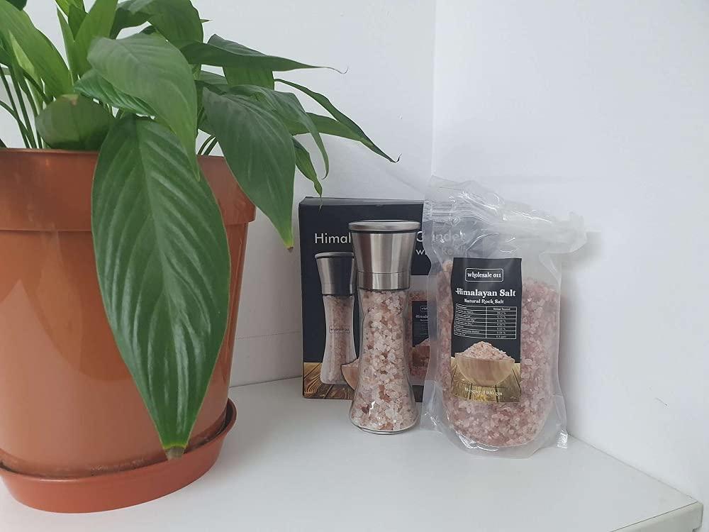 Himalayan Salt Grinder 200gm With 1Kg Refill Bag Of Crystal Rock Pink Salt - Comfort Style