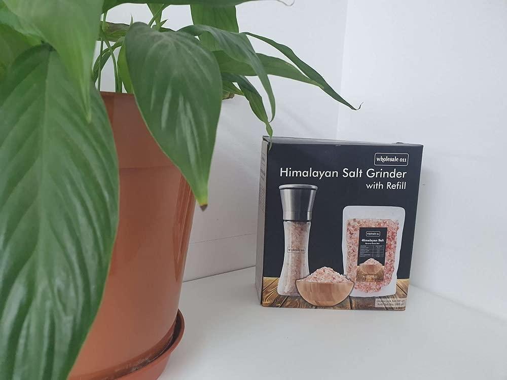 Himalayan Salt Grinder 200gm With 1Kg Refill Bag Of Crystal Rock Pink Salt - Comfort Style