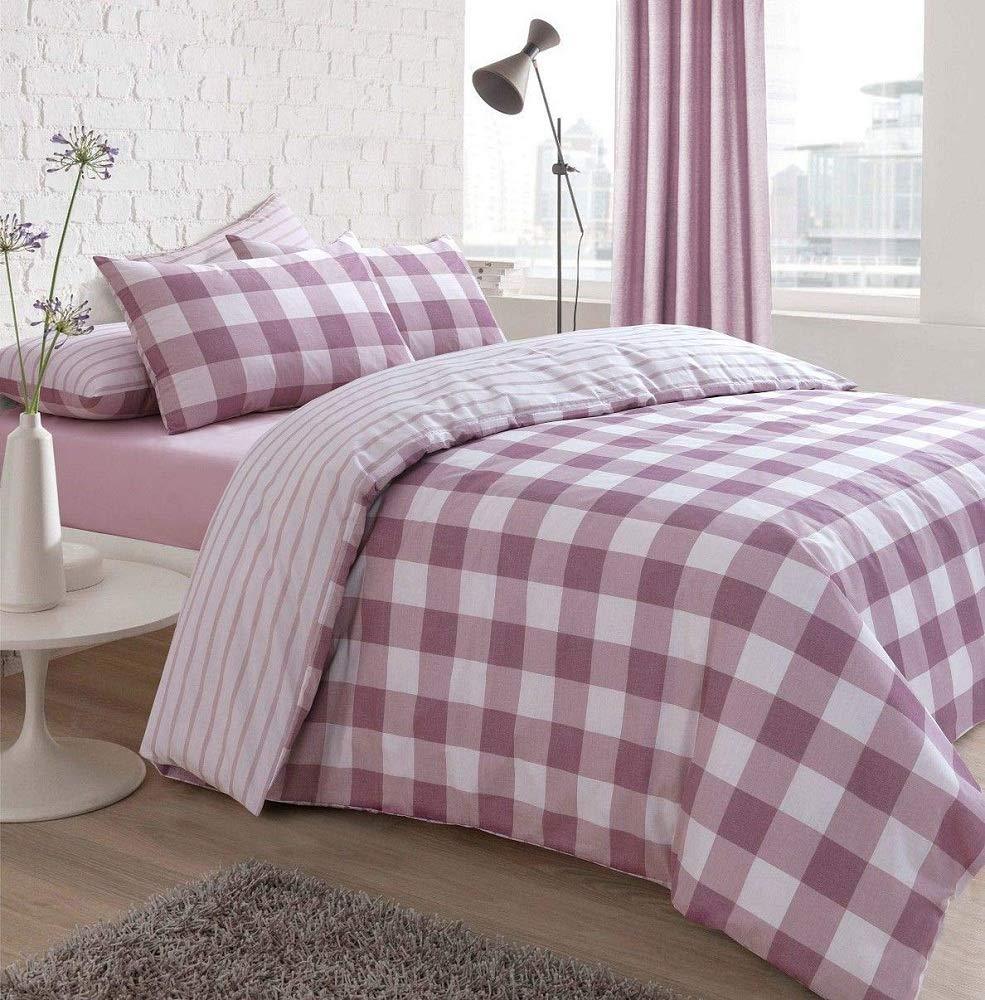 Luxury Diagonal Gingham Duvet Covers and Pillow Case Set Warm Reversible Quilt Covers - Comfort Style