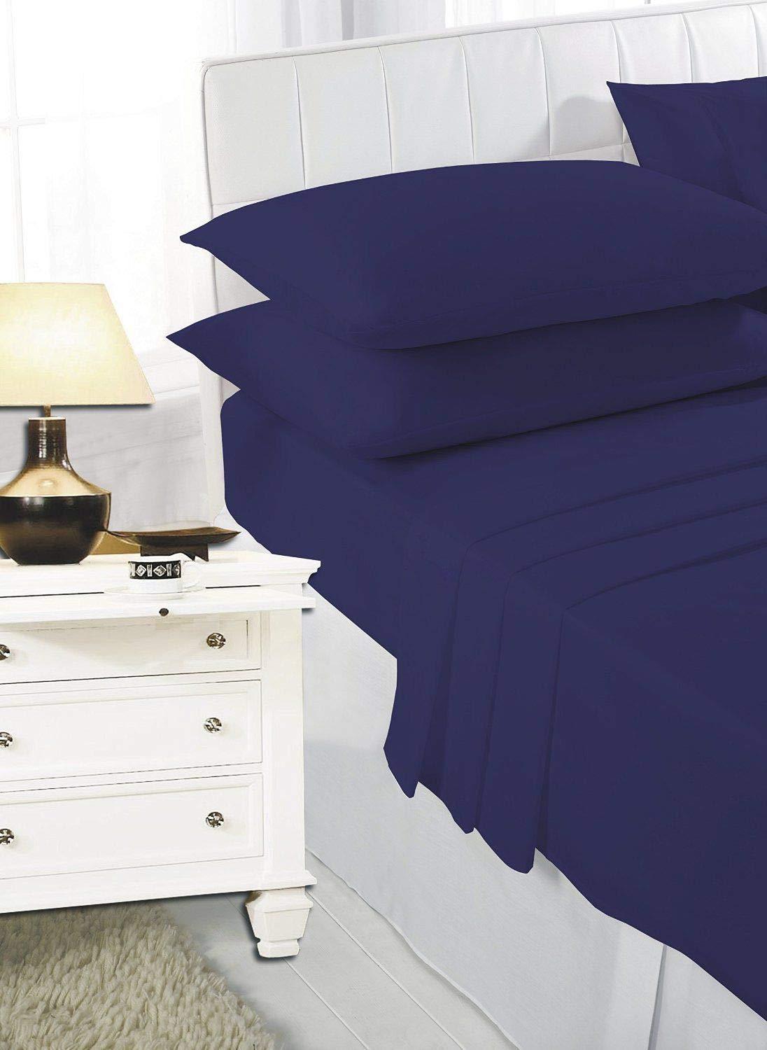 EASY CARE Non Iron Plain Bed Sheets Set Flat Bed Sheet + Fitted Bed Sheet + Pair of Pillowcases - Comfort Style