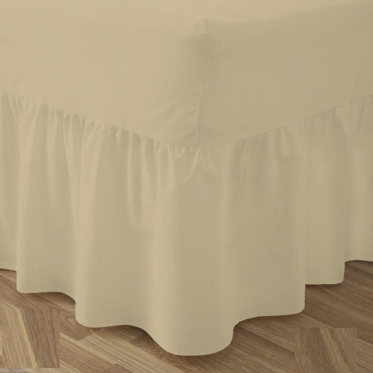 Plain Dyed Frilled Platform VALANCE Bed sheets With Skirt Style & Matching Pillowcases or V-CASES - Comfort Style