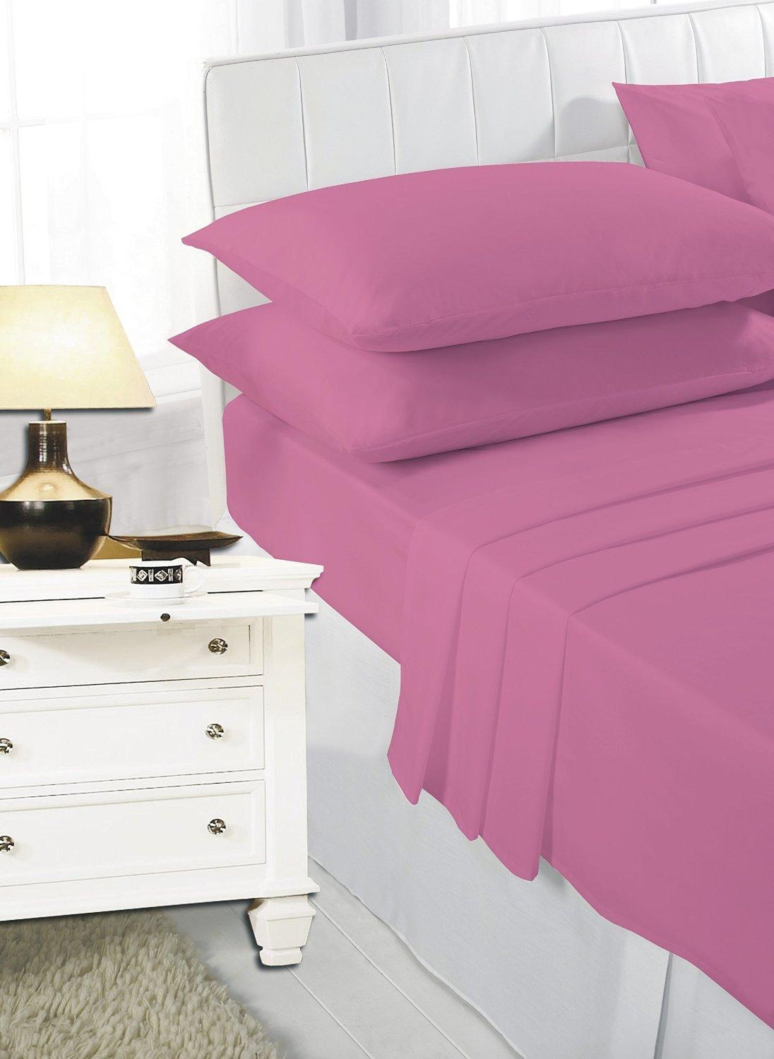 EASY CARE Non Iron Plain Bed Sheets Set Flat Bed Sheet + Fitted Bed Sheet + Pair of Pillowcases - Comfort Style