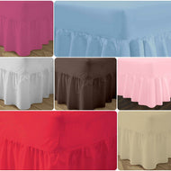 Plain Dyed Frilled Platform VALANCE Bed sheets With Skirt Style & Matching Pillowcases or V-CASES