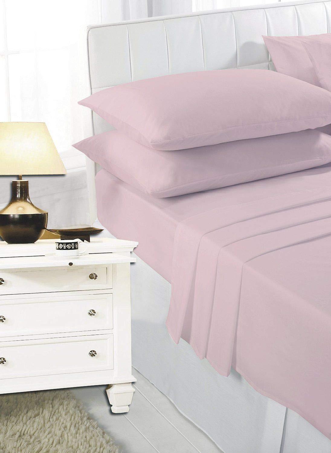 EASY CARE Non Iron Plain Bed Sheets Set Flat Bed Sheet + Fitted Bed Sheet + Pair of Pillowcases - Comfort Style