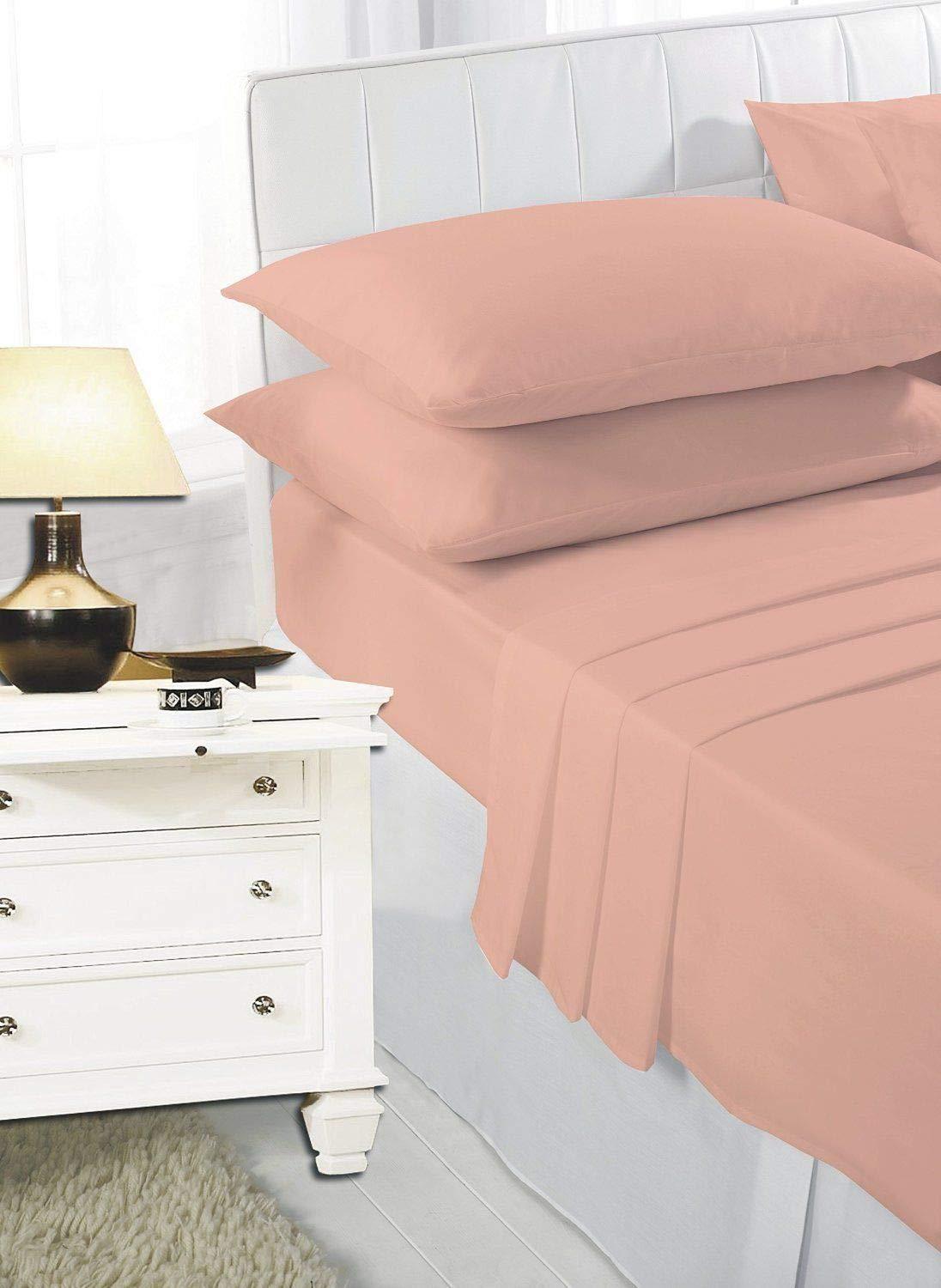 EASY CARE Non Iron Plain Bed Sheets Set Flat Bed Sheet + Fitted Bed Sheet + Pair of Pillowcases - Comfort Style