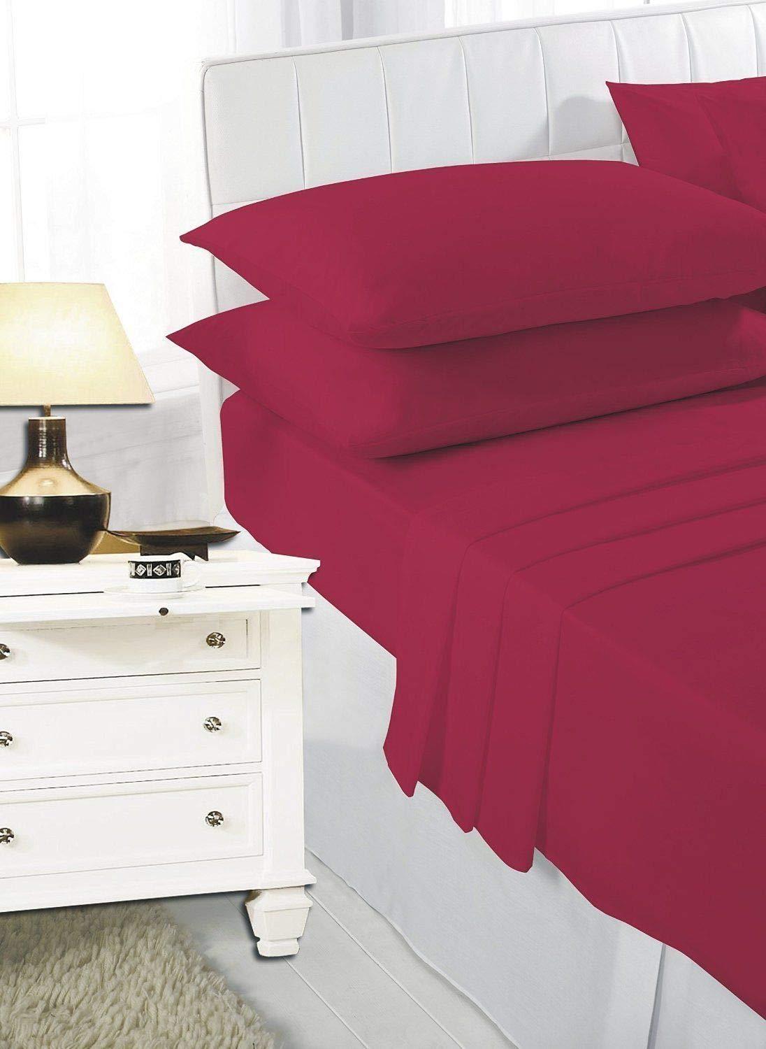 EASY CARE Non Iron Plain Bed Sheets Set Flat Bed Sheet + Fitted Bed Sheet + Pair of Pillowcases - Comfort Style