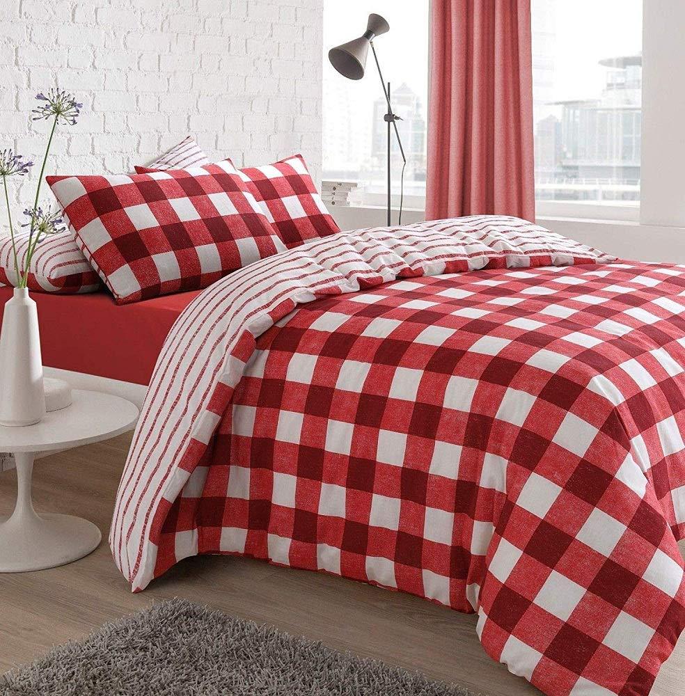 Luxury Diagonal Gingham Duvet Covers and Pillow Case Set Warm Reversible Quilt Covers - Comfort Style