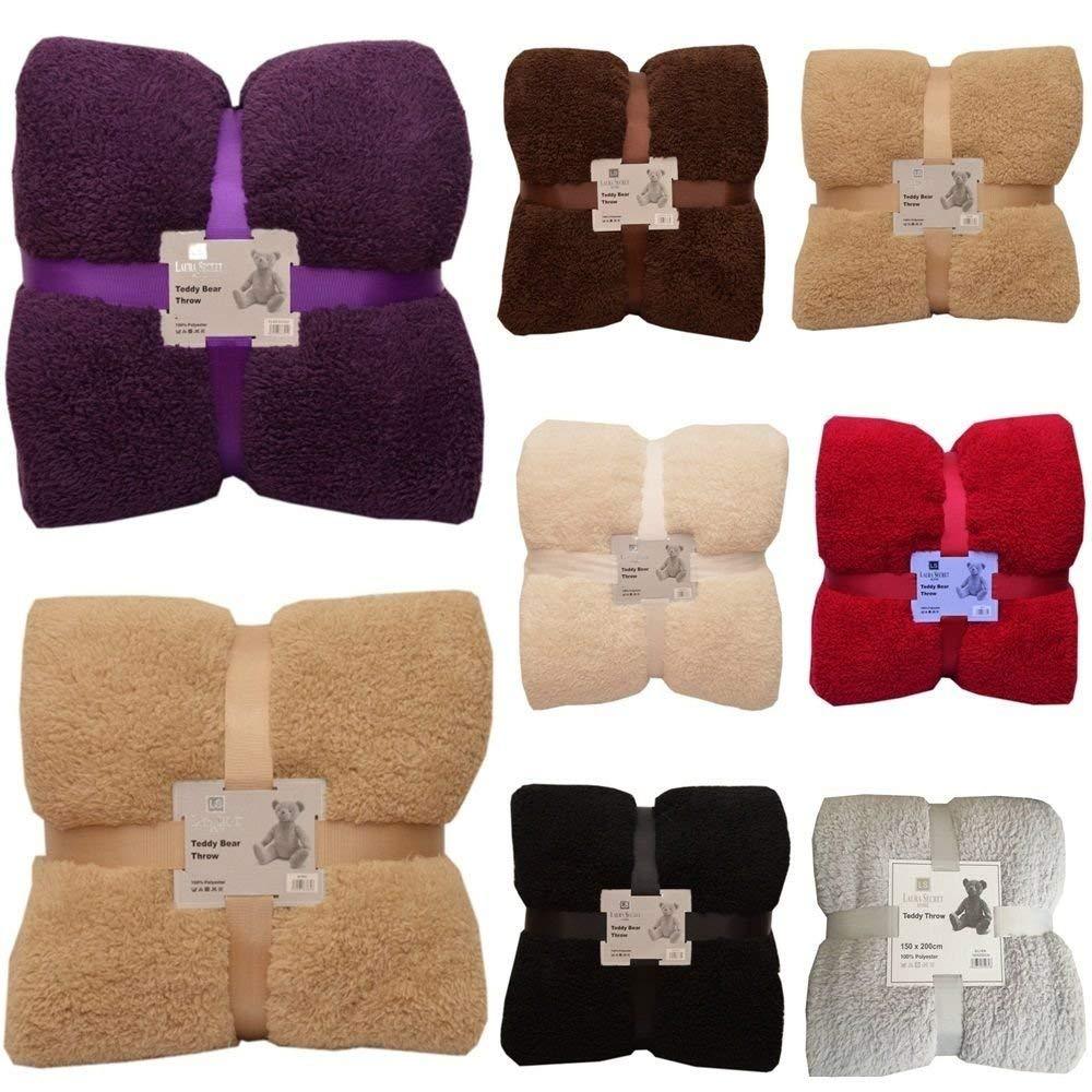 Super Soft Cuddly Thick TEDDY BEAR THROWS SOFA BED BLANKET THROW (DOUBLE & KING Sizes) - Comfort Style