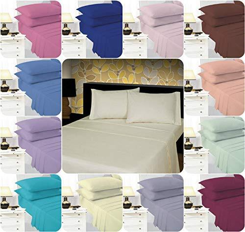 Extra Deep Fitted Bed Sheet With Pillowcases 16" For Thick Mattress - Non-Iron Percale Poly-Cotton Sheets - Comfort Style