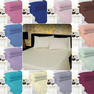 Extra Deep Fitted Bed Sheet With Pillowcases 16" For Thick Mattress - Non-Iron Percale Poly-Cotton Sheets